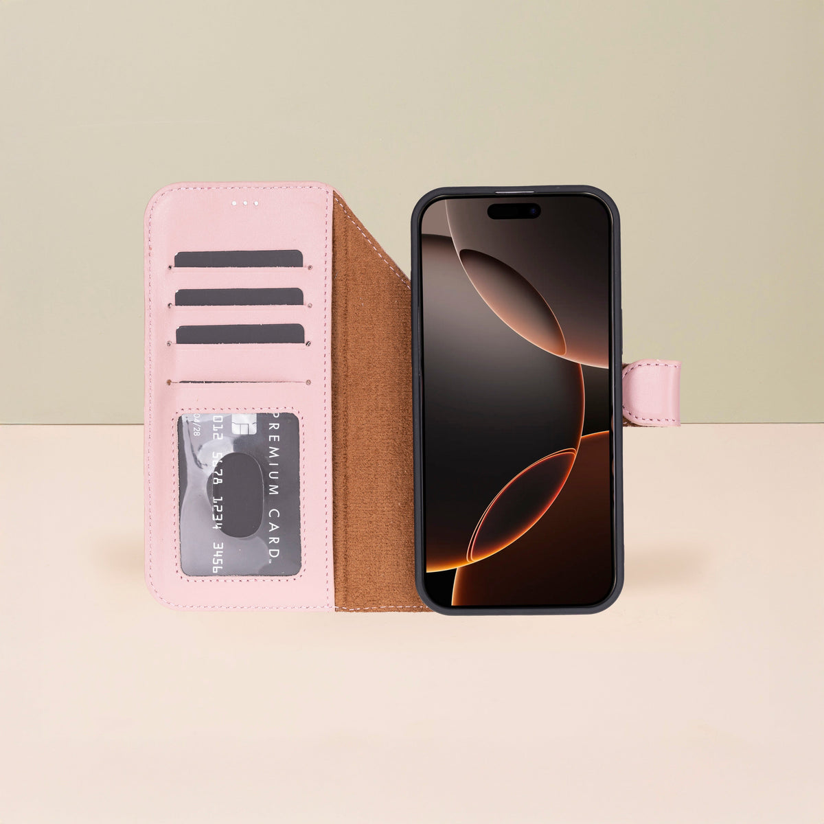 Leather iPhone 18 Pro Max Wallet Case – Pink - Austin