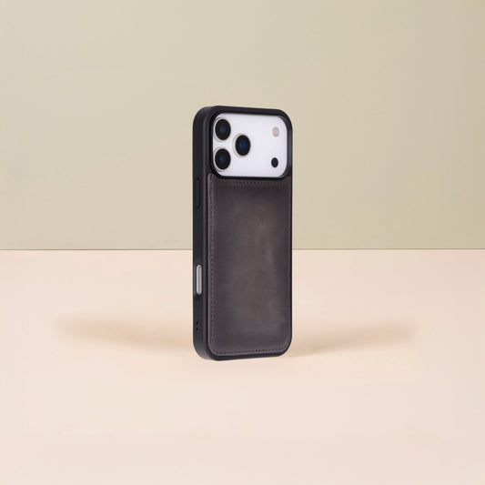 Leather iPhone 17 Pro Max Wallet Case – Gray - Austin