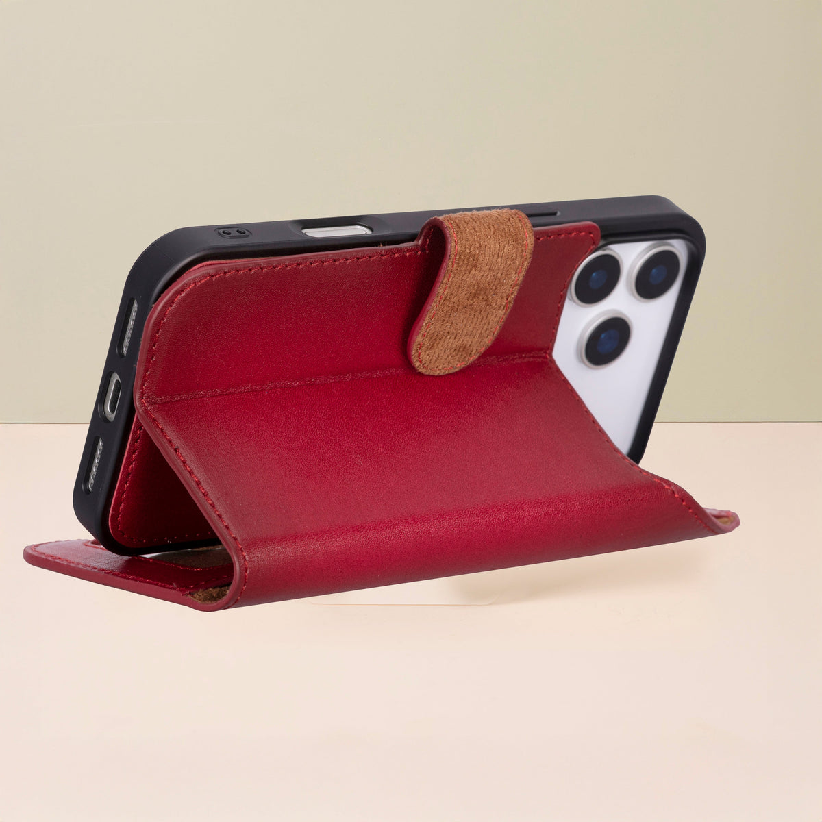 Leather iPhone 18 Pro Max Wallet Case – Red - Austin