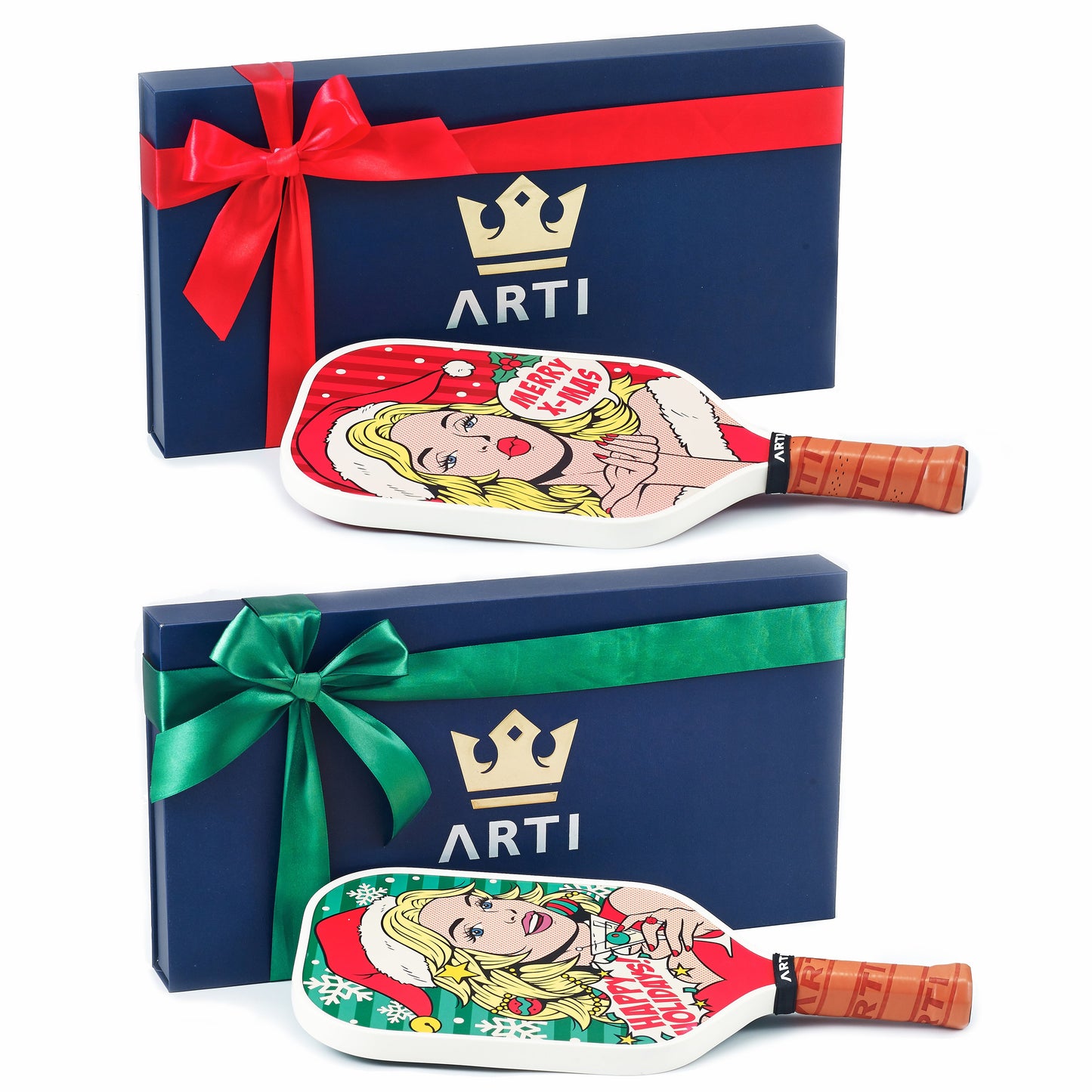 ARTI 16mm T700 Carbon Fiber Kristen & Kristy "Happy Holidays" Pickleball Paddle - USA Pickleball Approved