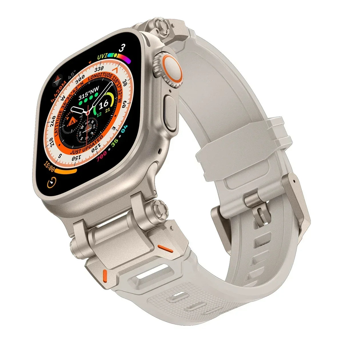Silicone Apple Watch Band with Steel Buckle 42/44/45/49 MM
