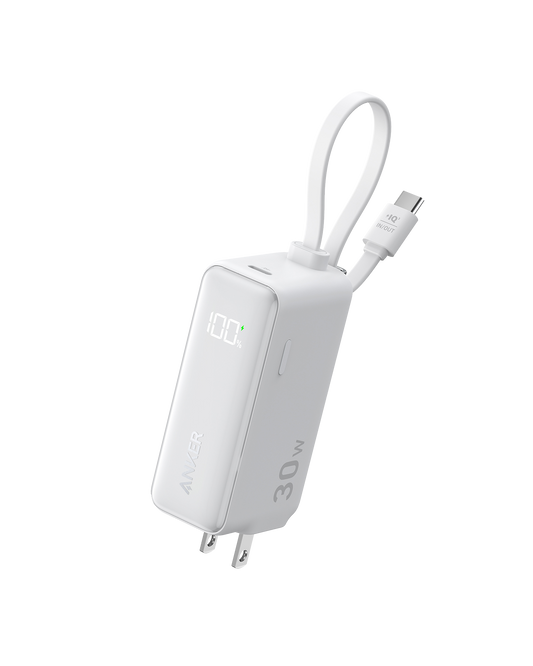 Anker Power Bank (30W, 5k,  Fusion, Built-In USB-C Cable)