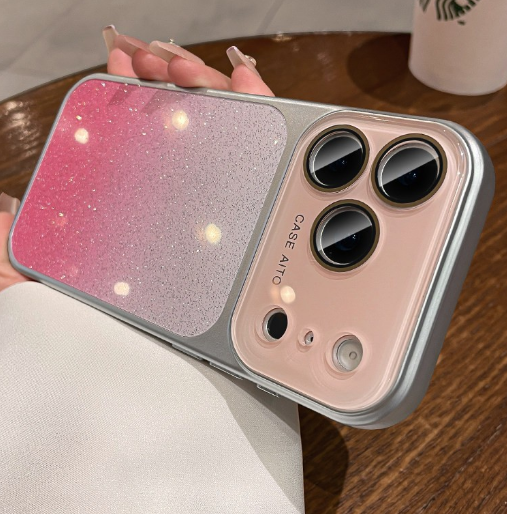 iPhone Gradient Glitter Case with Crystal Lens – iPhone 17 / 16 / 15 / 14 / 13 / 12