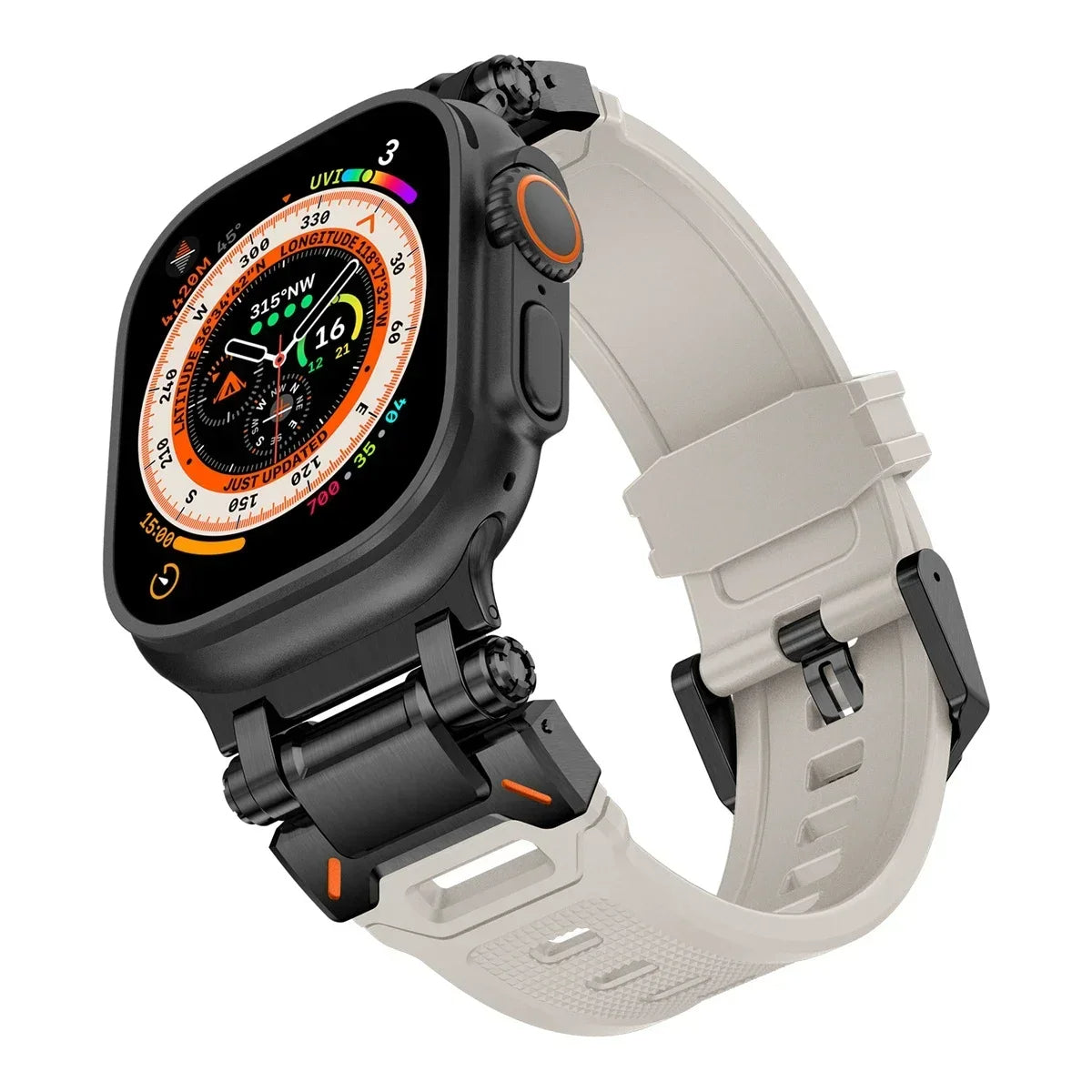Silicone Apple Watch Band with Steel Buckle 42/44/45/49 MM