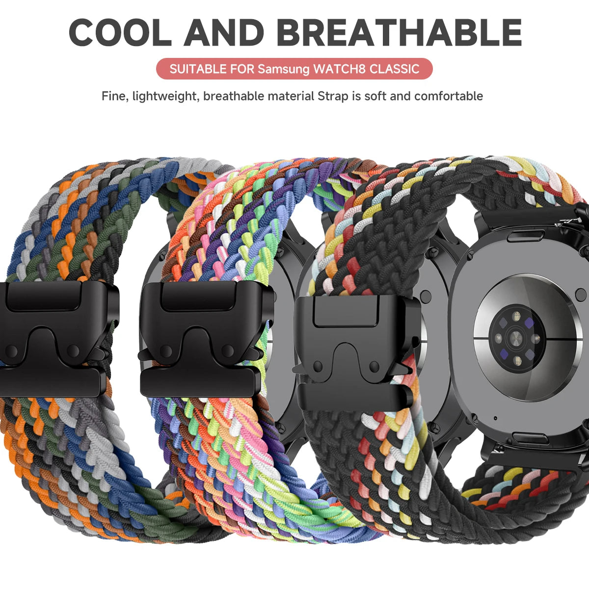Elastic Woven Nylon Band for Samsung Galaxy Watch 8, 40MM, 44MM, 8 Classic 46MM, Ultra 47MM