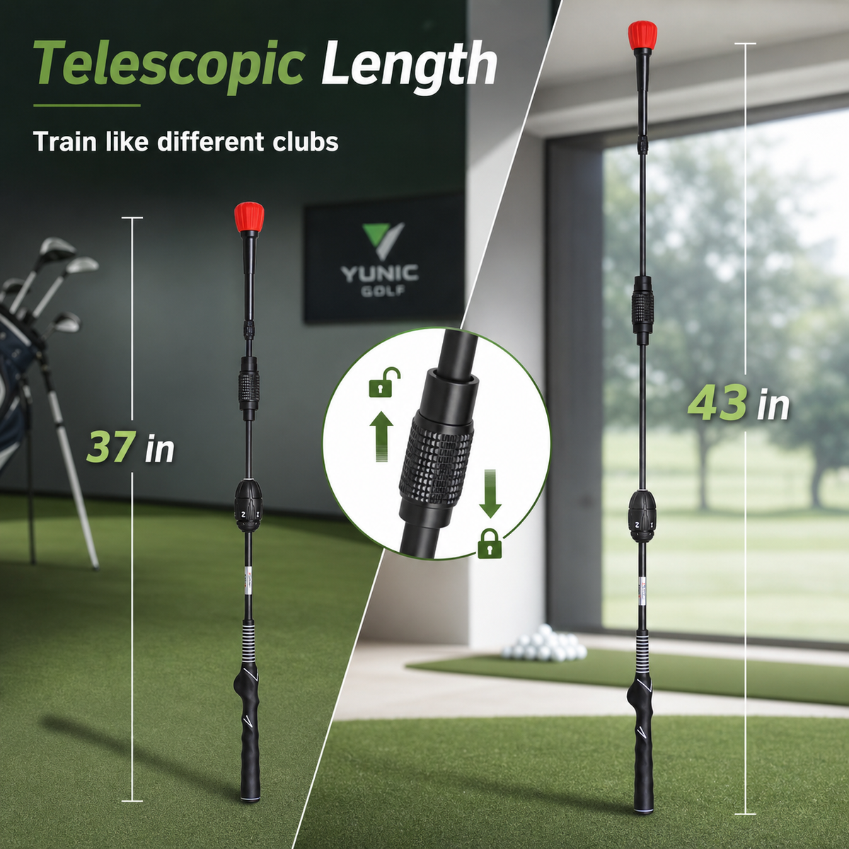 Golf Swing Trainer (Length and Strength Adjustable)