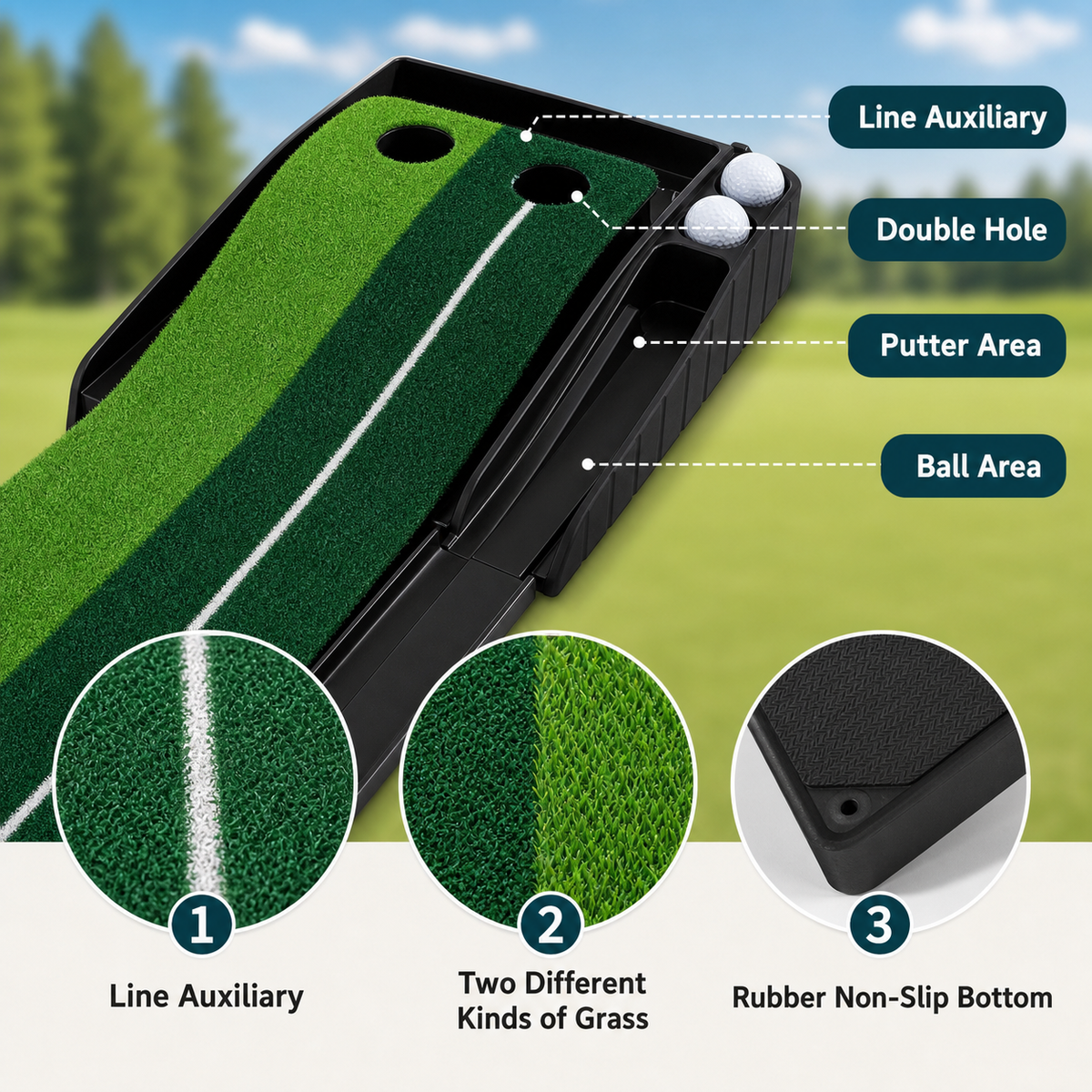 Golf Putting Mat Portable (8FT/10FT)