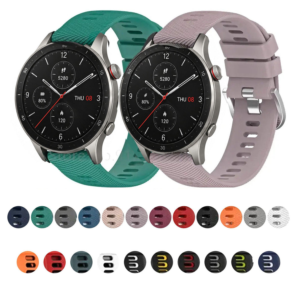 Amazfit Balance, GTR, GTS & Bip Two-Tone Silicone Band, 22 Colors