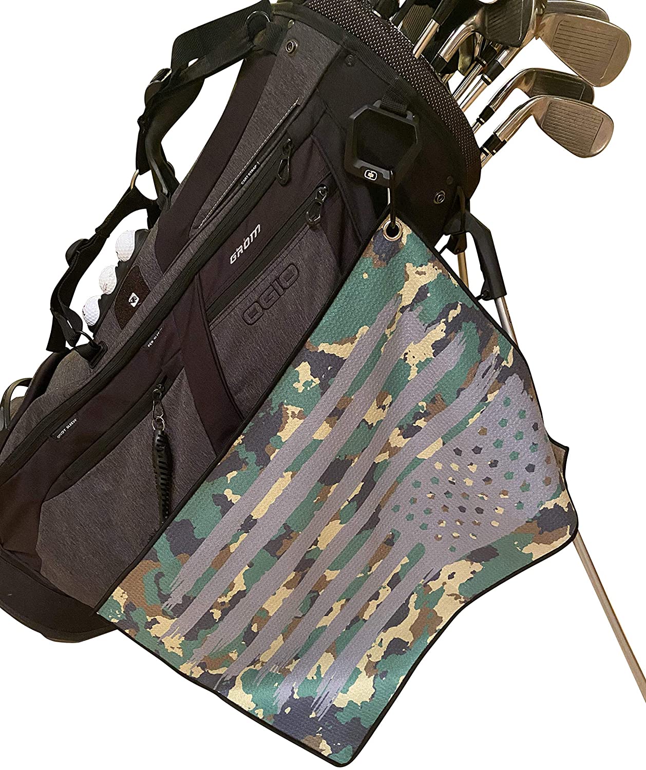 Microfiber Golf Towels -  Military Camo Golf Towel with Carabiner Clip - Cool Gift Idea