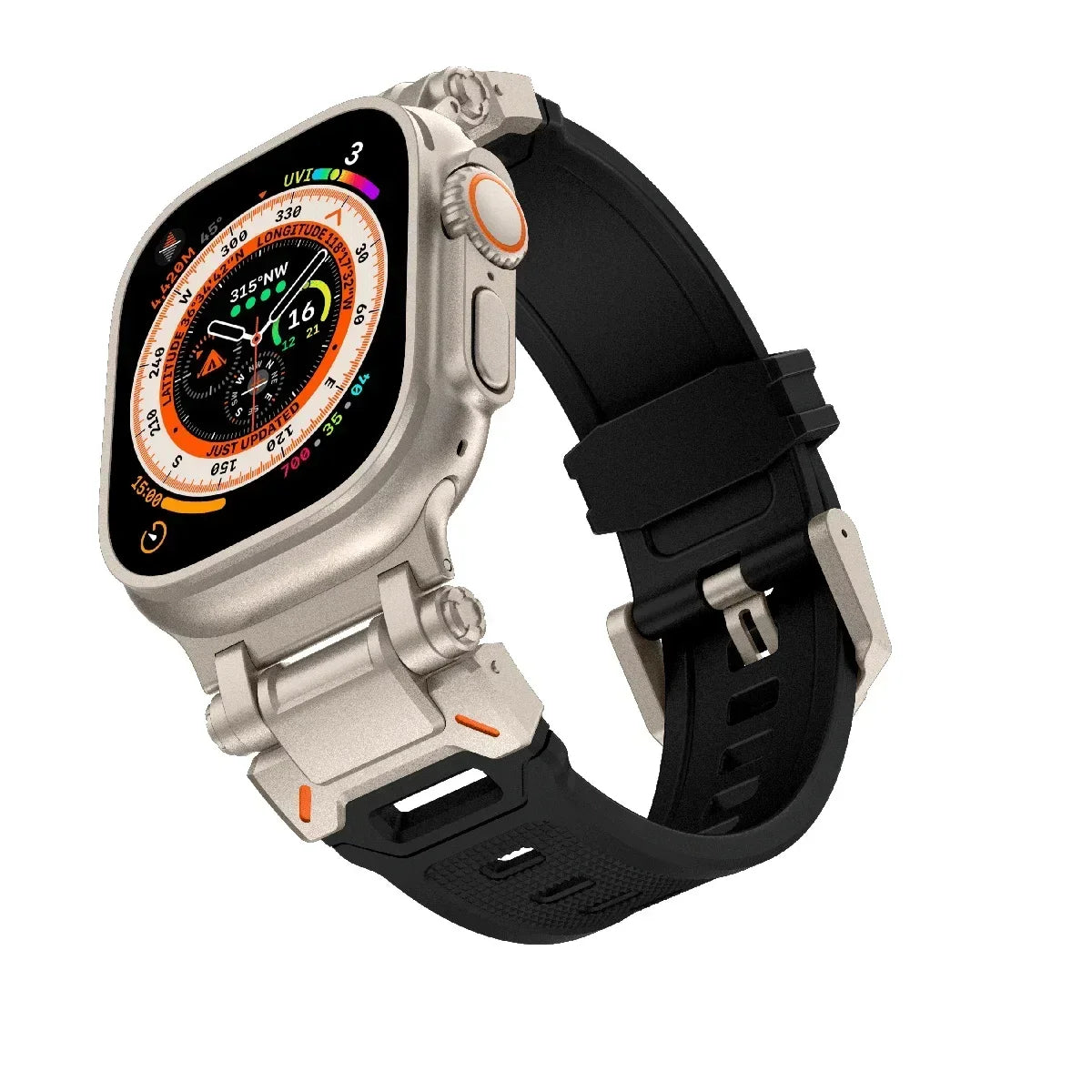Silicone Apple Watch Band with Steel Buckle 42/44/45/49 MM