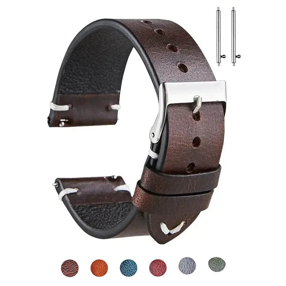 Amazfit Balance, GTR, GTS & Bip Waxed Leather Band, Accent Stitches