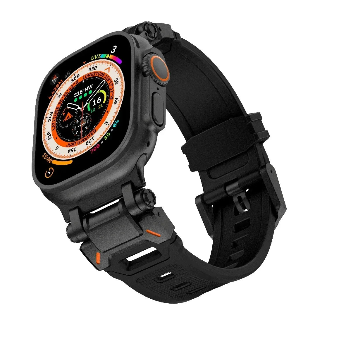 Silicone Apple Watch Band with Steel Buckle 42/44/45/49 MM