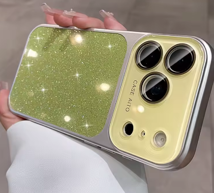 iPhone Gradient Glitter Case with Crystal Lens – iPhone 17 / 16 / 15 / 14 / 13 / 12