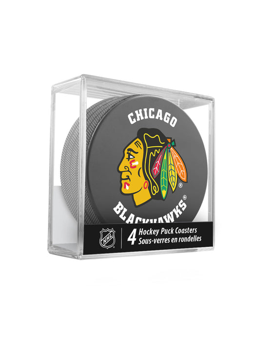 Chicago Blackhawks Hockey Puck Coaster Set