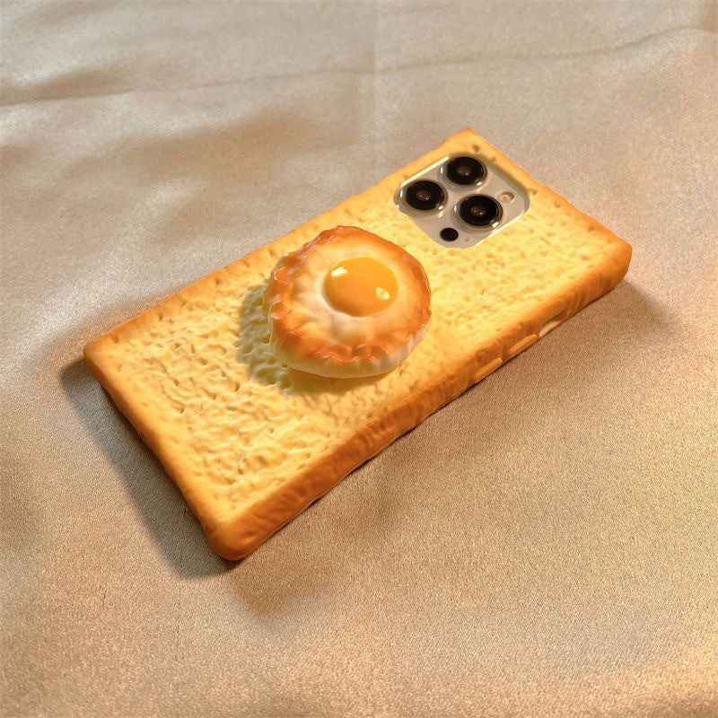 Cute Toast Bread iPhone Case – Funny Cartoon Silicone Cover | iPhone 16/15/14/13/12/11