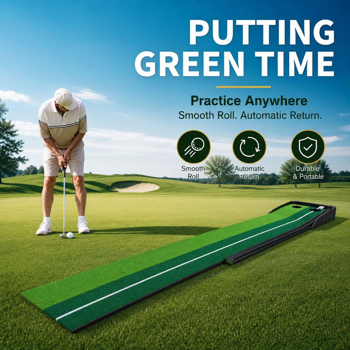 Golf Putting Mat Portable (8FT/10FT)