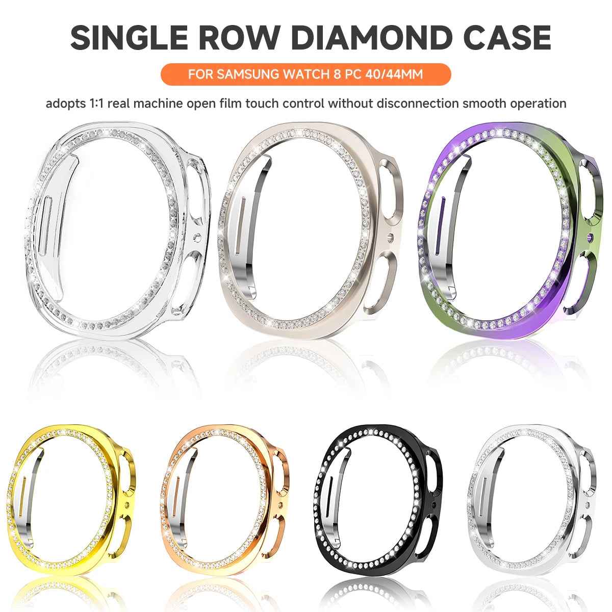 Diamond Samsung Galaxy Watch 8, 7, 6, 5, 4 Case 40MM, 44MM, Protective Case PC