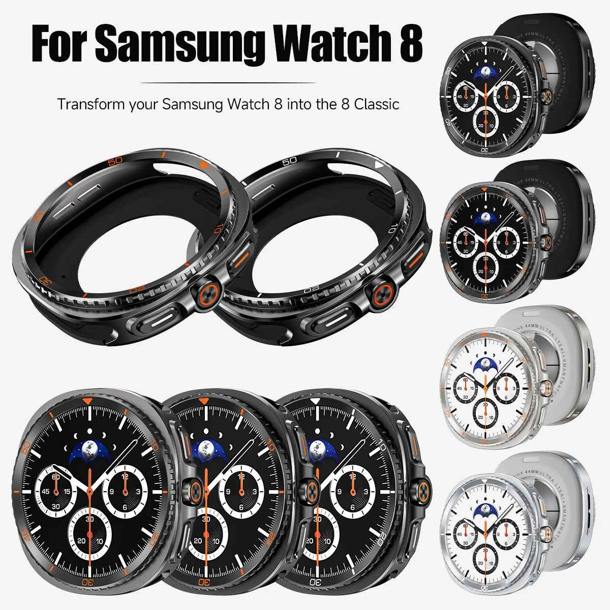 Premium Metal Case for Samsung Galaxy Watch 8 44mm 40mm, Heavy Duty Protective Cover
