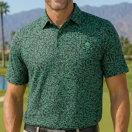 Summertime Cool-Stretch Men's Golf Shirt - Green