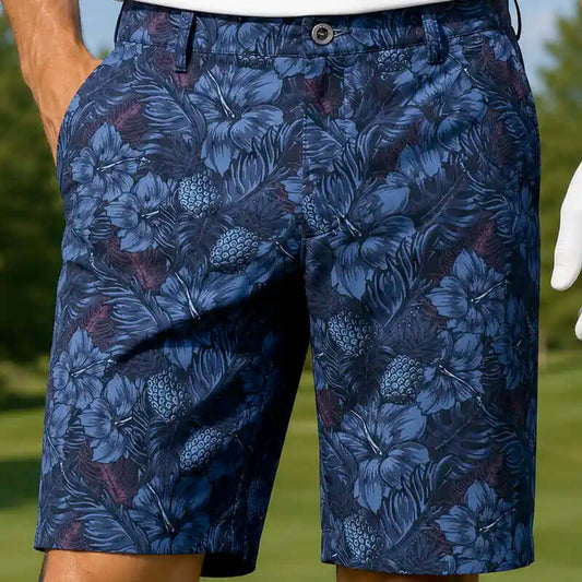 Aloha Cool-Stretch Men's Hawaiian Golf Shorts (Black)