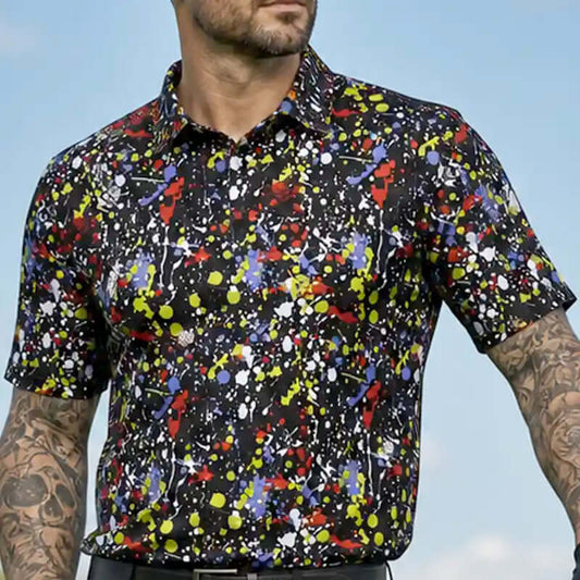 A-Game Cool-Stretch Men's Performance Golf Shirt (Black)