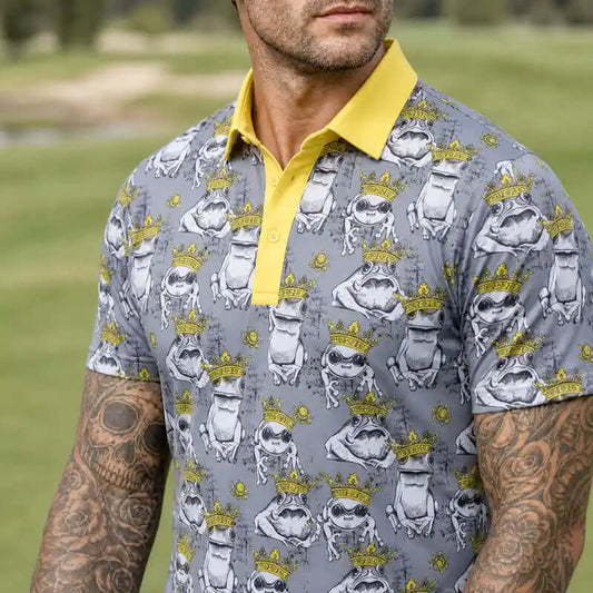 Party Animal Cool-Stretch Men's Golf Shirt (Frog)