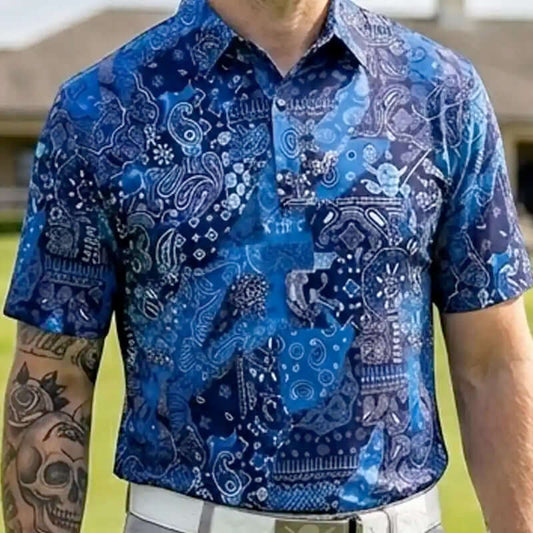 Hustler Cool-Stretch Men's Golf Shirt (Blue)