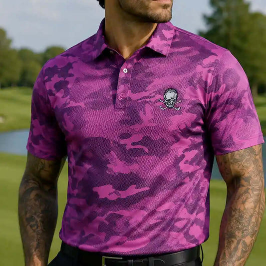 Camo X Cool-Stretch Golf Shirt (Purple)
