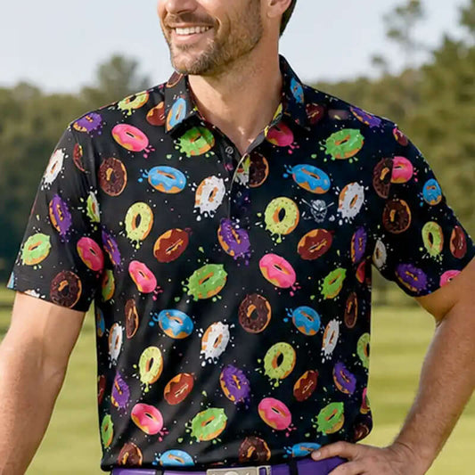 Glazed & Confused Cool Stretch Men's Golf Shirt (Multicolor)
