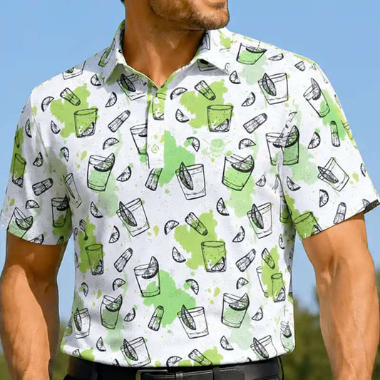 19th Hole Cool-Stretch Men's Golf Shirt (Green)