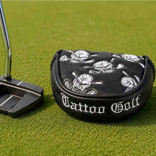 Dancing Skulls Putter Cover - Two Ball / Mallet Style (Black/White)