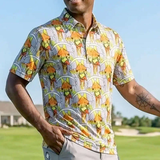 Party Animal Cool-Stretch Men's Golf Shirt (Giraffe)