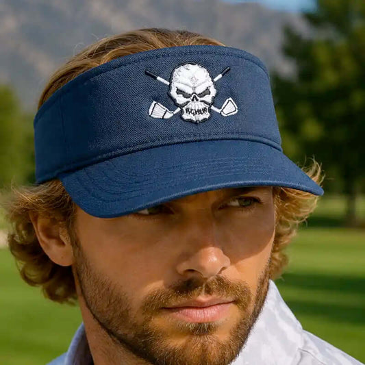 Golf Visor with Skull Design - Navy