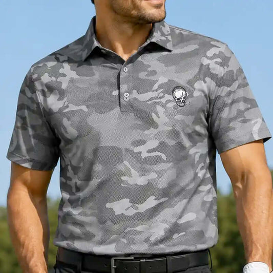 Camo X Cool-Stretch Golf Shirt (Grey)