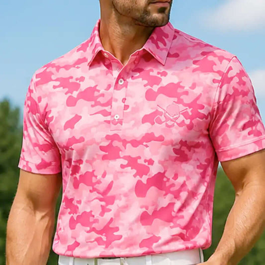 Men's Camo Cool-Stretch Golf Shirt – Pink