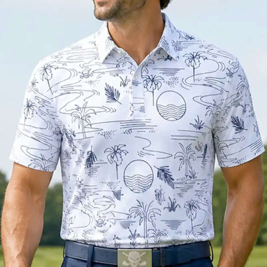 Summertime Cool-Stretch Men's Golf Shirt - White