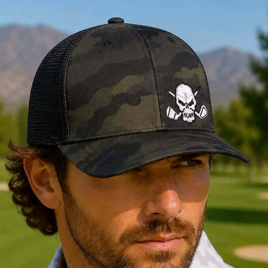 Camo Trucker Golf Hat (Black)