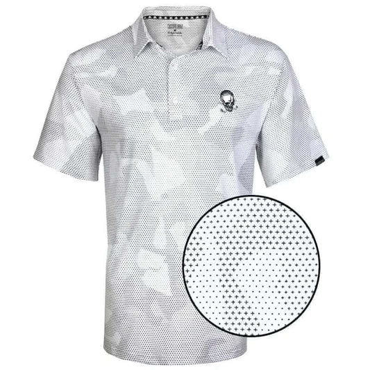 Rogue Men's Golf Polo Shirt – White Camo Print, Performance