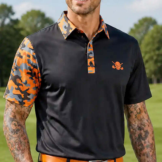 VIP Cool-Stretch Men's Golf Shirt (Black/Orange)