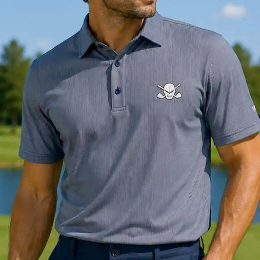 Luxe Cool-Stretch Men's Performance Golf Shirt (Blue Steel)