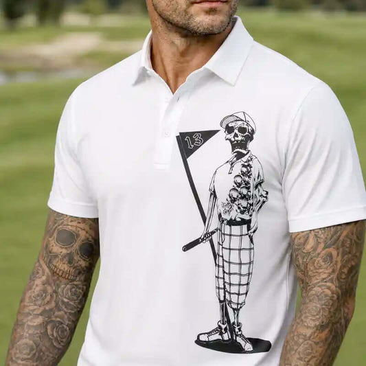 Men's Mr. Bones Golf Polo Shirt – White