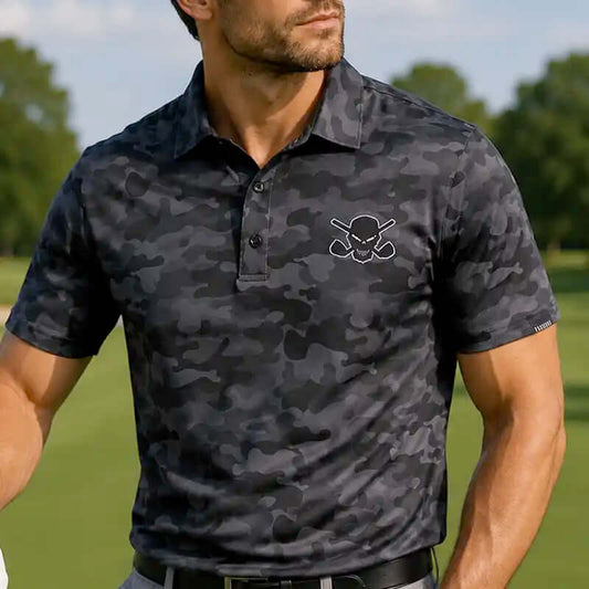 Camo Cool-Stretch Golf Shirt (Black)