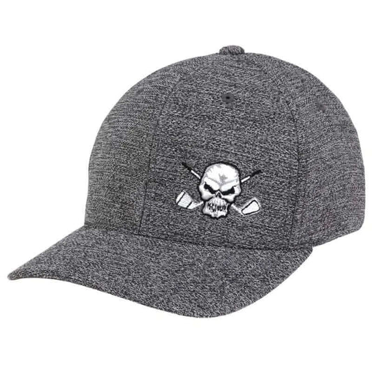 Skull Design Fitted Golf Hat (Dark Heather Grey)