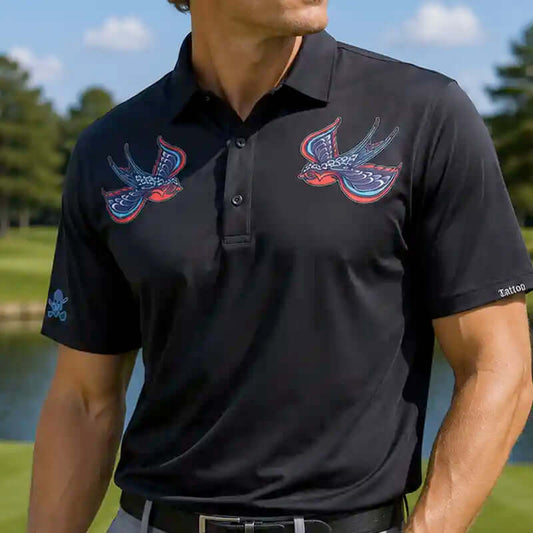 The Birdie Cool-Stretch Men's Golf Shirt (Black)