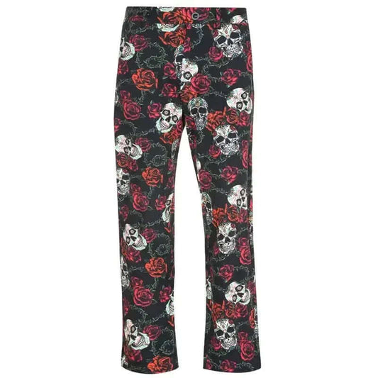 Sugar Skull Cool-Stretch Men's Golf Pants (Black/Red)