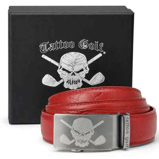 Leather Ratchet Belt - One Size Fits Most (Red)