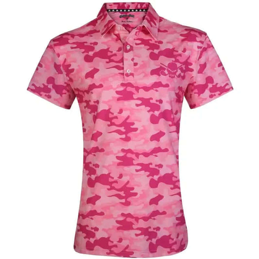Ladies Camo Cool-Stretch Golf Shirt (Pink)