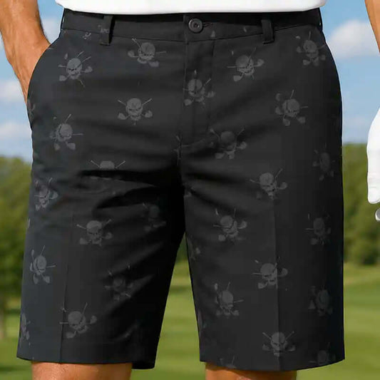 Dancing Skulls Cool-Stretch Men's Golf Shorts (Black/Charcoal
