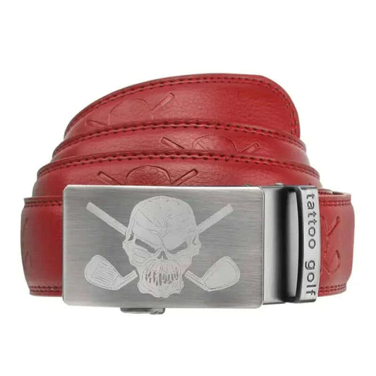 Leather Ratchet Belt - One Size Fits Most (Red)