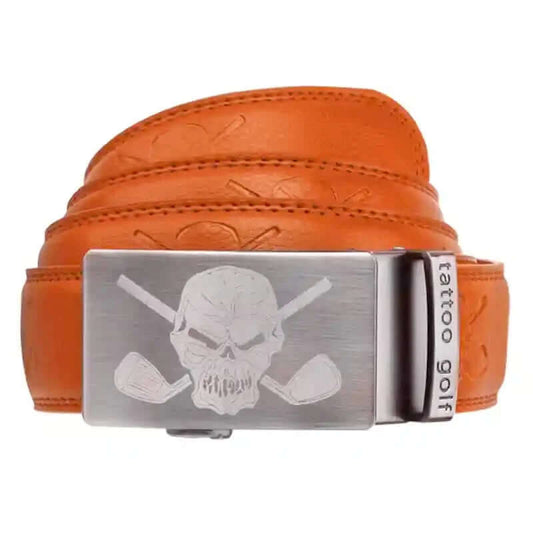 Leather Ratchet Belt - One Size Fits Most (Orange)